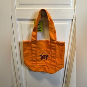 NWT Trader Joe’s Small Canvas Tote Bag Color Orange And Black